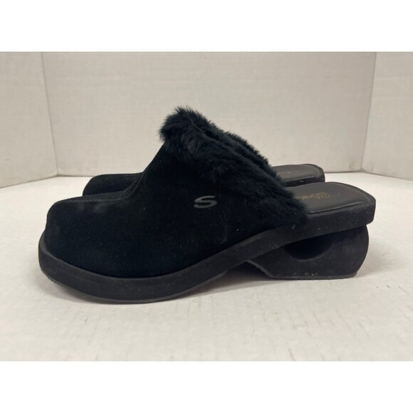 Skechers women’s spinners ll sandal suede and faux fur chunky heel size 9 - Picture 6 of 9